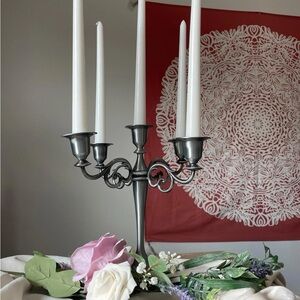 5-Candle Metal Candelabra 10.3Inch Tall 5 Arms Candle Holder Stick Taper Candles